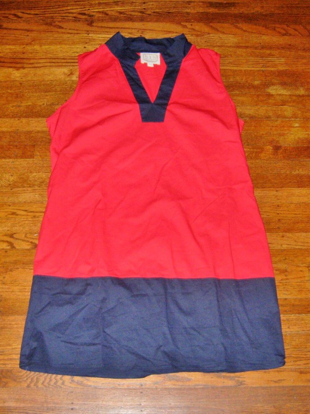 Sail and Sable Red Blue Sleeveless Classic Tunic Dress Sz XL Country Club Preppy